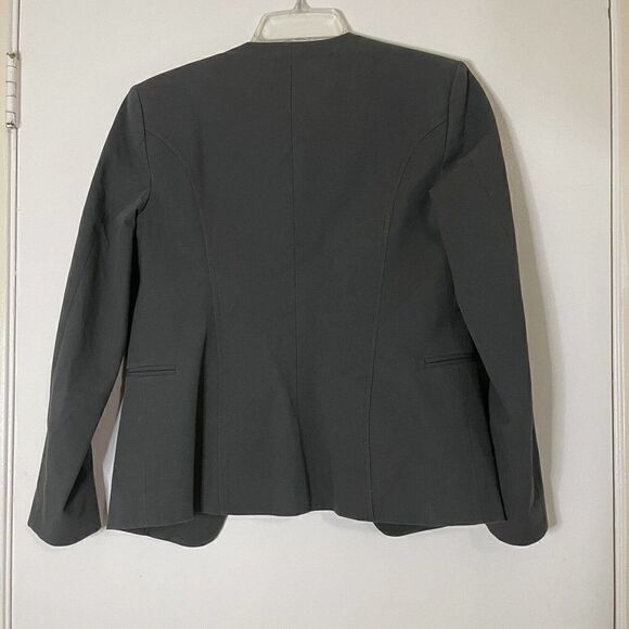 THEORY Gray cotton collarless blazer career lightweight jacket size US 4 - Picture 5 of 6